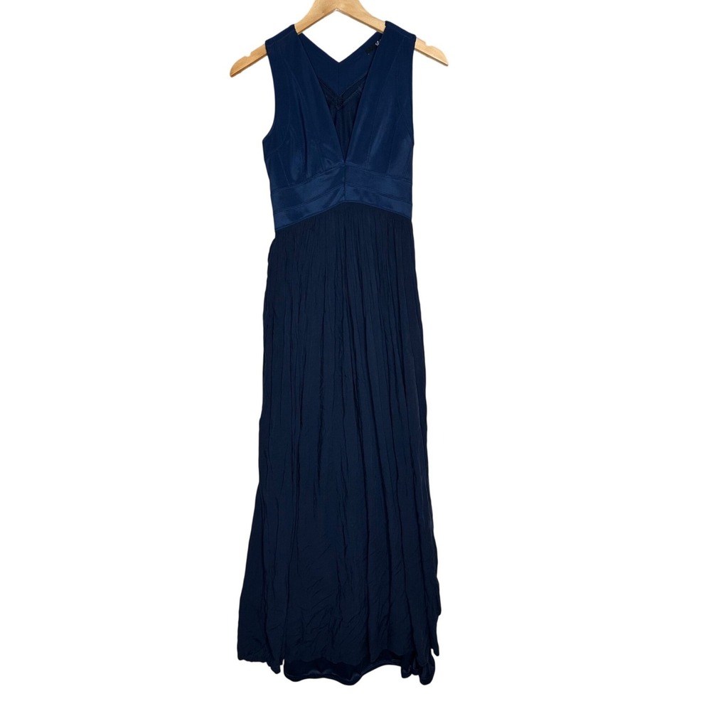 Lulu's Women's V-neck Bodice Sleeveless Maxi Dress size Small Dark Blue